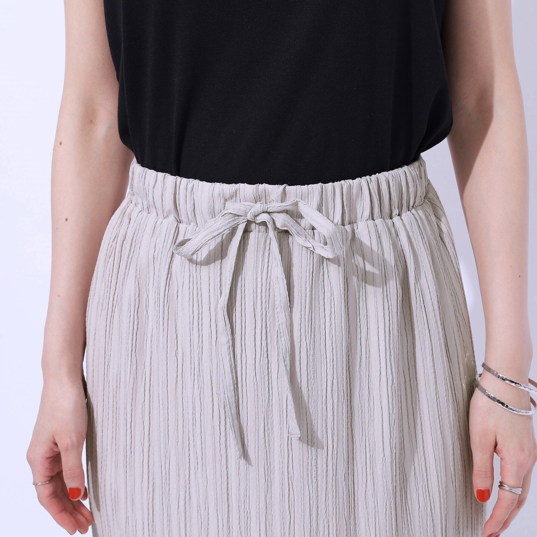 SHOO･LA･RUE「【セットアップ可】すっきりIライン　楊柳イージーナロースカート」|スカート|
