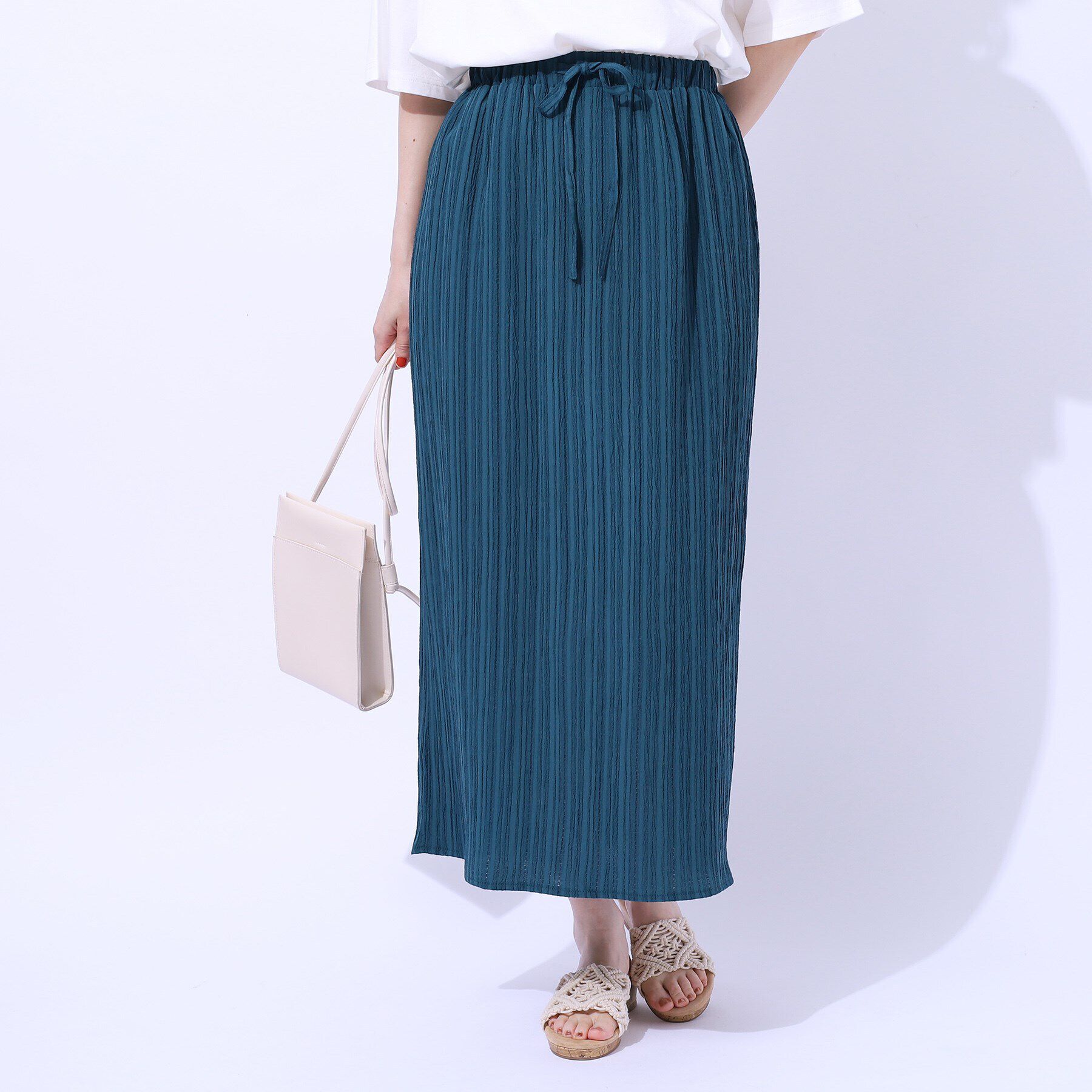 SHOO･LA･RUE「【セットアップ可】すっきりIライン　楊柳イージーナロースカート」|スカート|