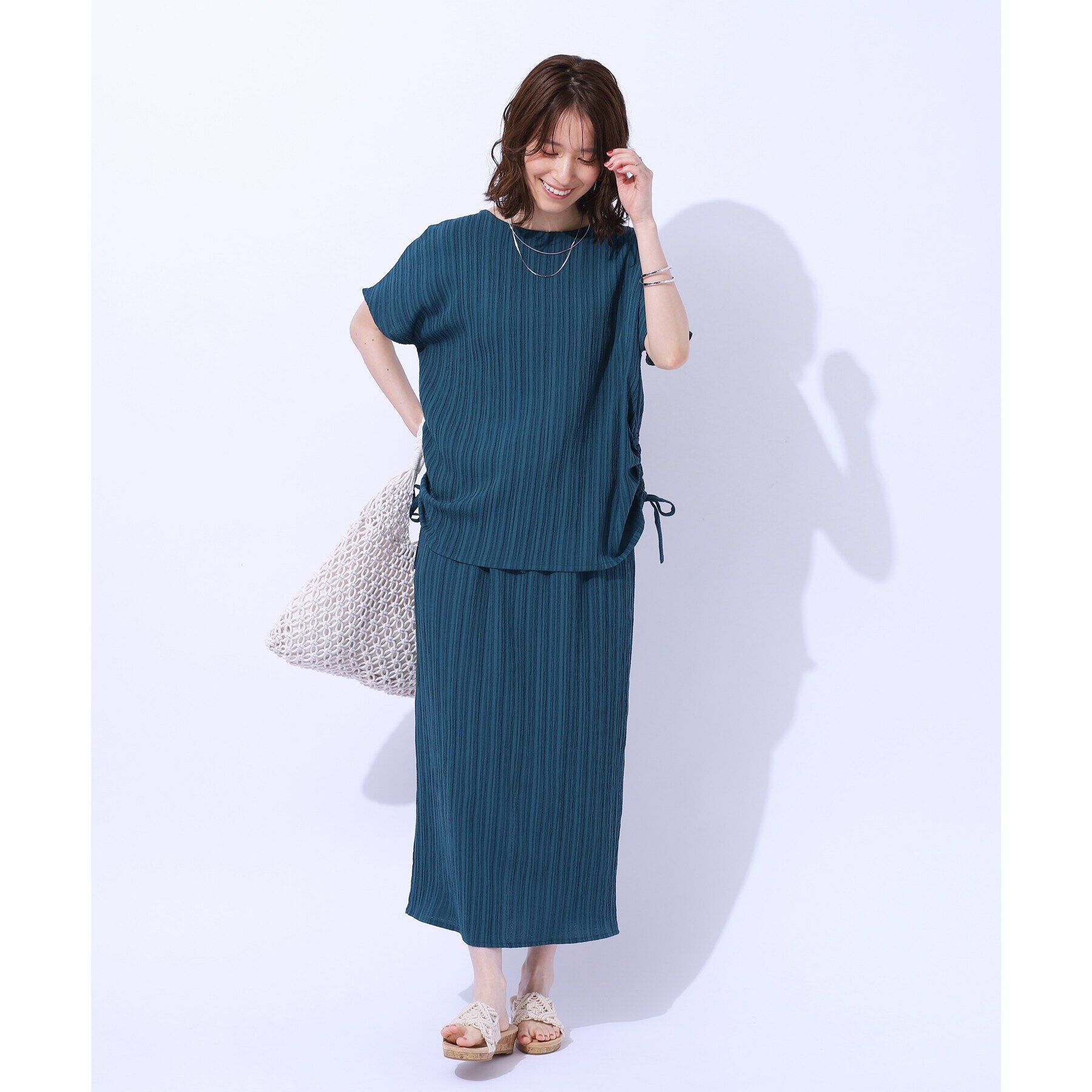 SHOO･LA･RUE「【セットアップ可】すっきりIライン　楊柳イージーナロースカート」|スカート|