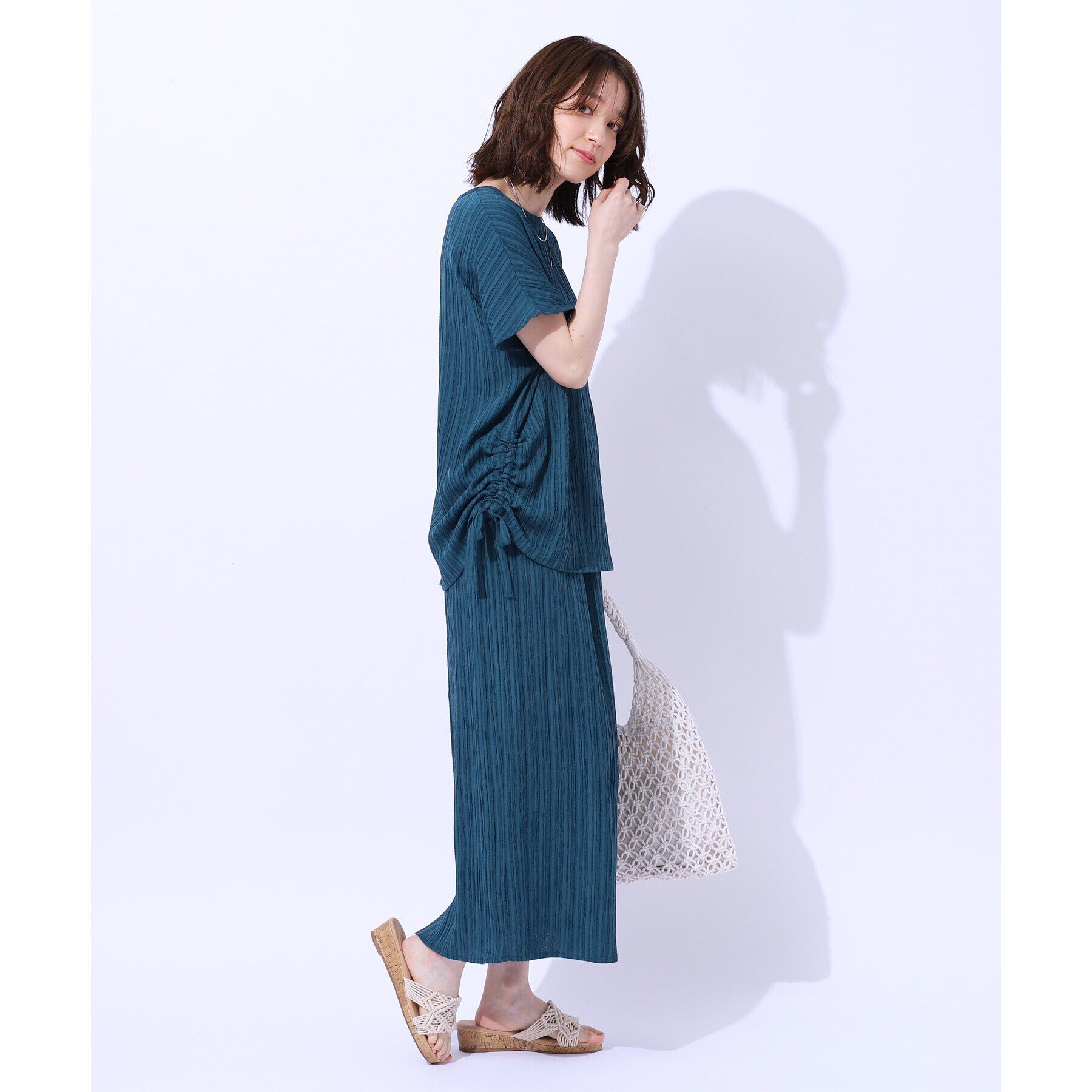 SHOO･LA･RUE「【セットアップ可】すっきりIライン　楊柳イージーナロースカート」|スカート|