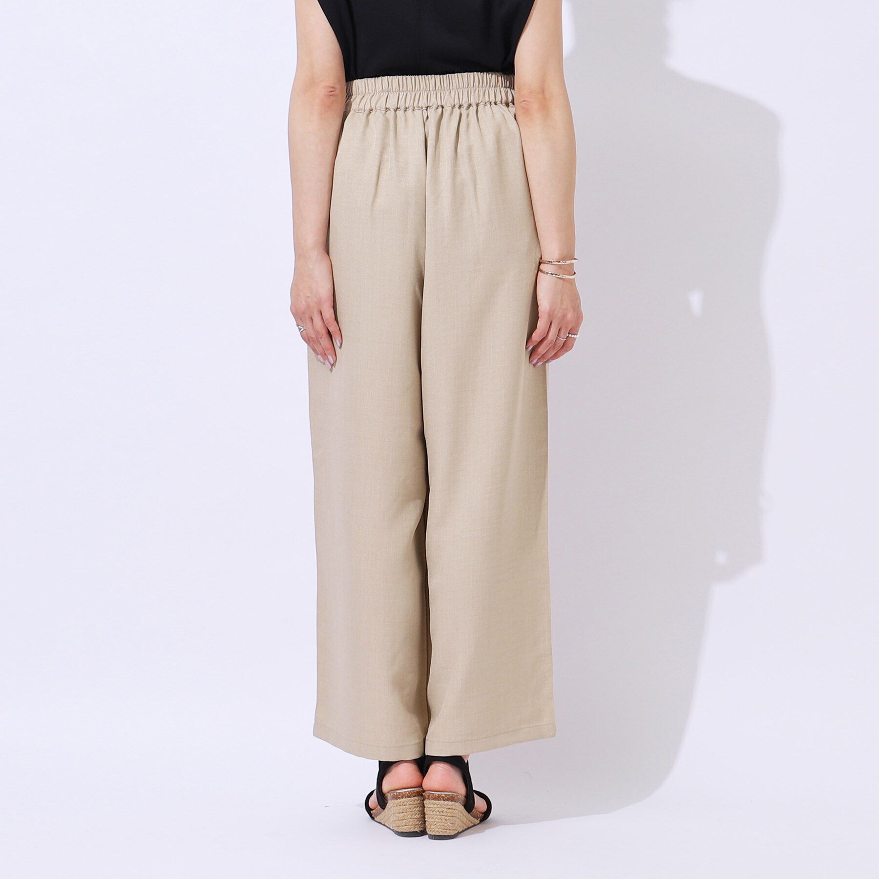 SHOO･LA･RUE「【高レビュー/洗える/セットアップ可】サイドベルトがアクセント 大人のためのワイドパンツ」|その他|