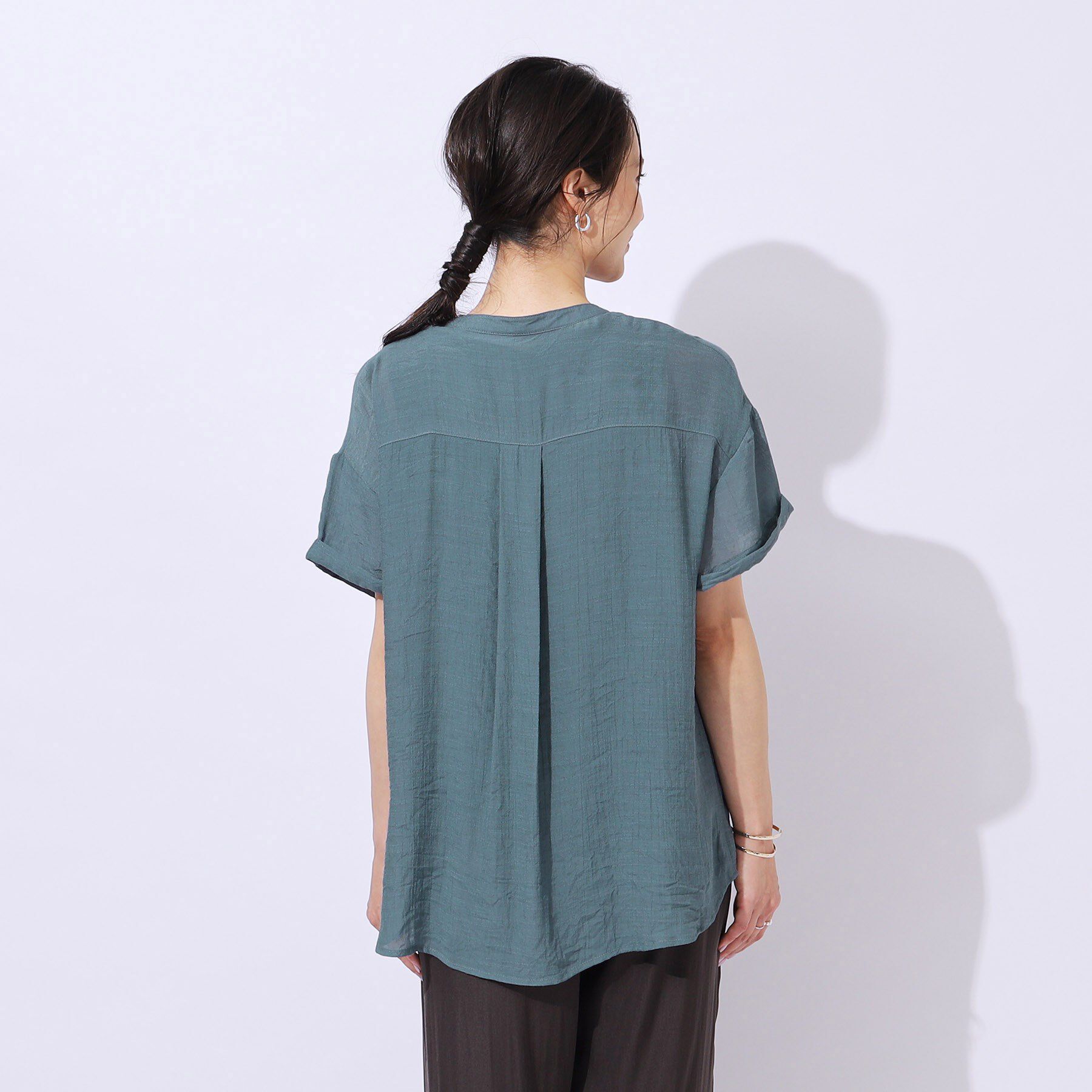 SHOO･LA･RUE「程よいルーズ感が大人見え シアースラブ前開きシャツ」|シャツ・ブラウス|