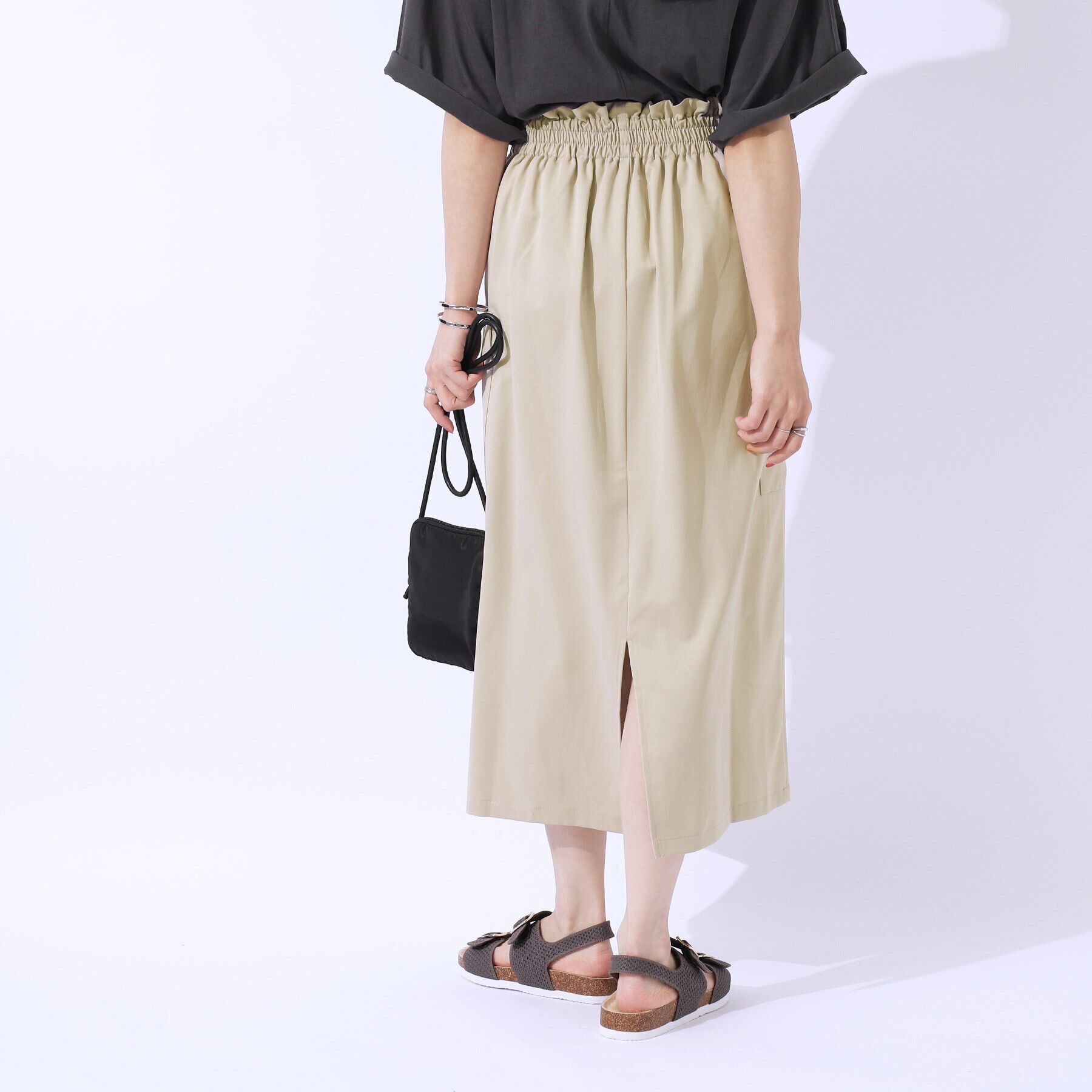 SHOO･LA･RUE「【洗える/UV】ウエストがキレイに見える カーゴナロースカ―ト」|スカート|