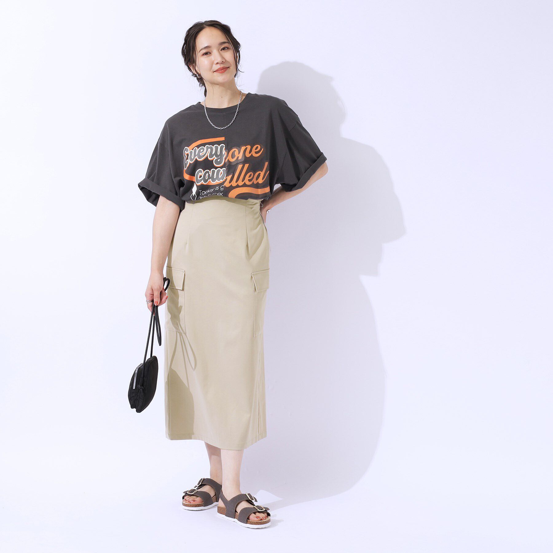 SHOO･LA･RUE「【洗える/UV】ウエストがキレイに見える カーゴナロースカ―ト」|スカート|