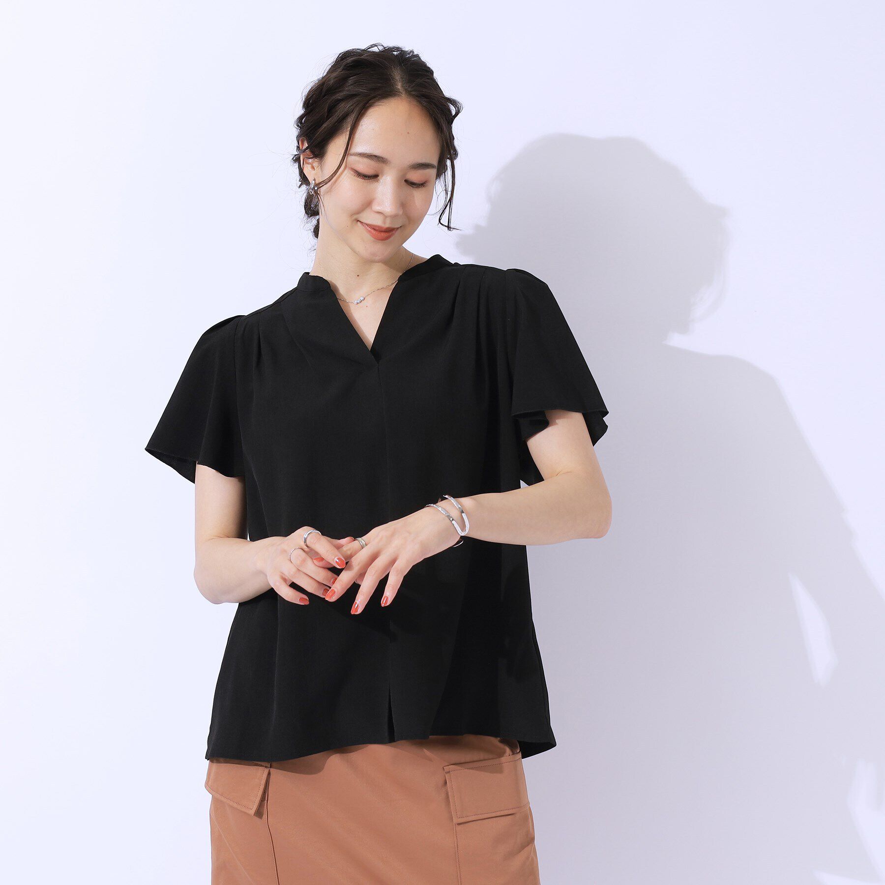 SHOO･LA･RUE「【洗える/無理せずキレイ】お袖フレア スキッパーブラウス」|シャツ・ブラウス|