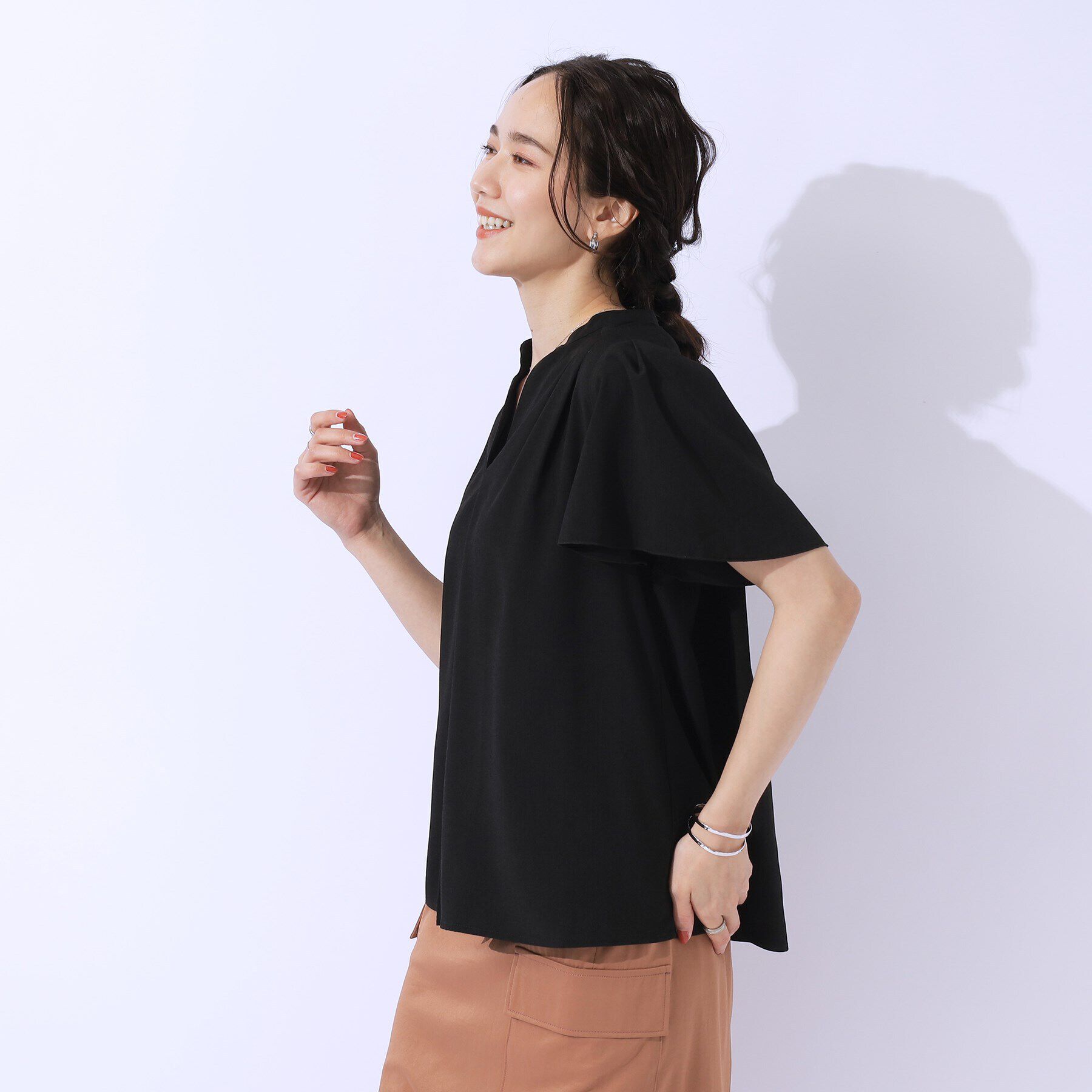 SHOO･LA･RUE「【洗える/無理せずキレイ】お袖フレア スキッパーブラウス」|シャツ・ブラウス|