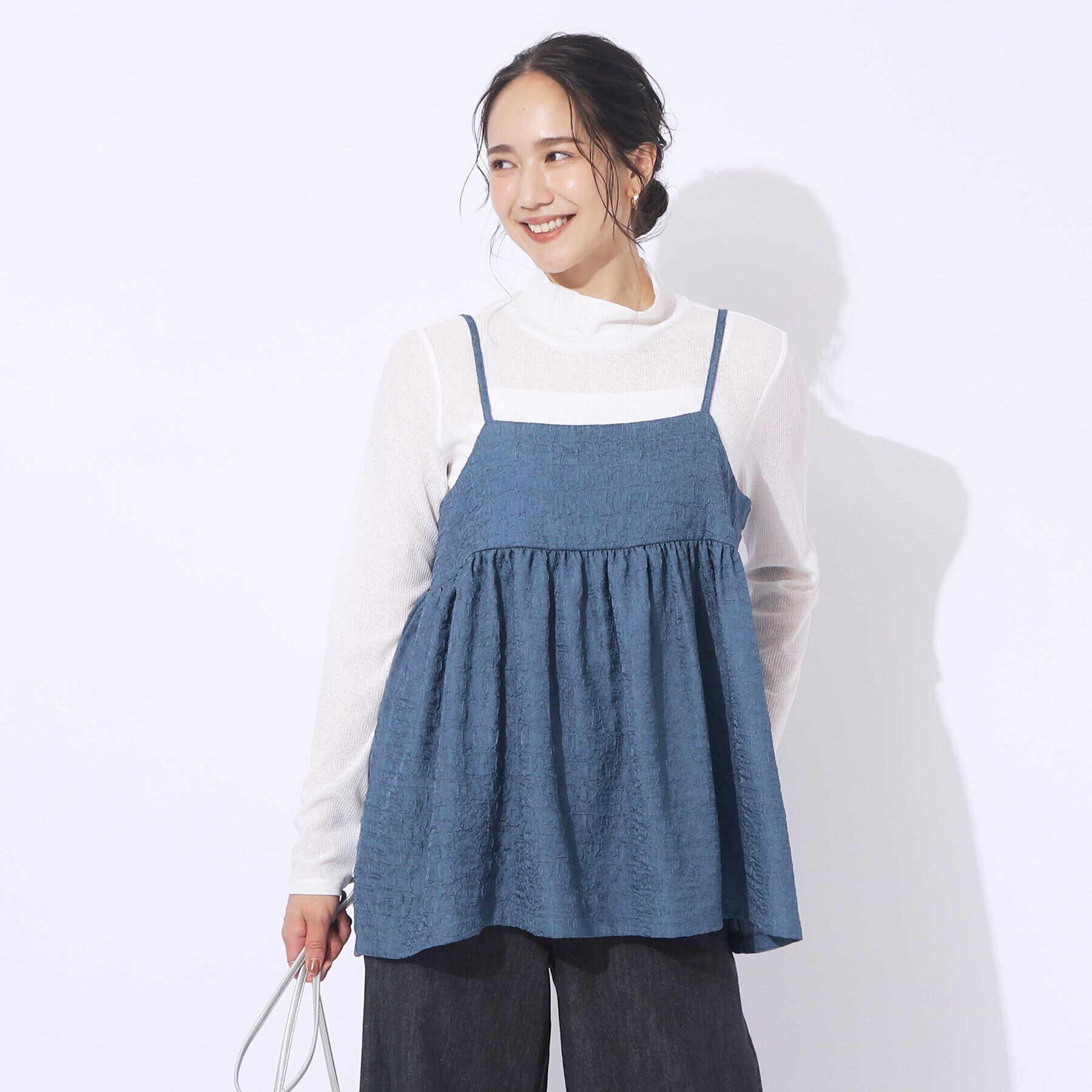 SHOO･LA･RUE「【2点セット】着回しを楽しめる ふくれジャカードキャミ＋Tシャツ」|その他|