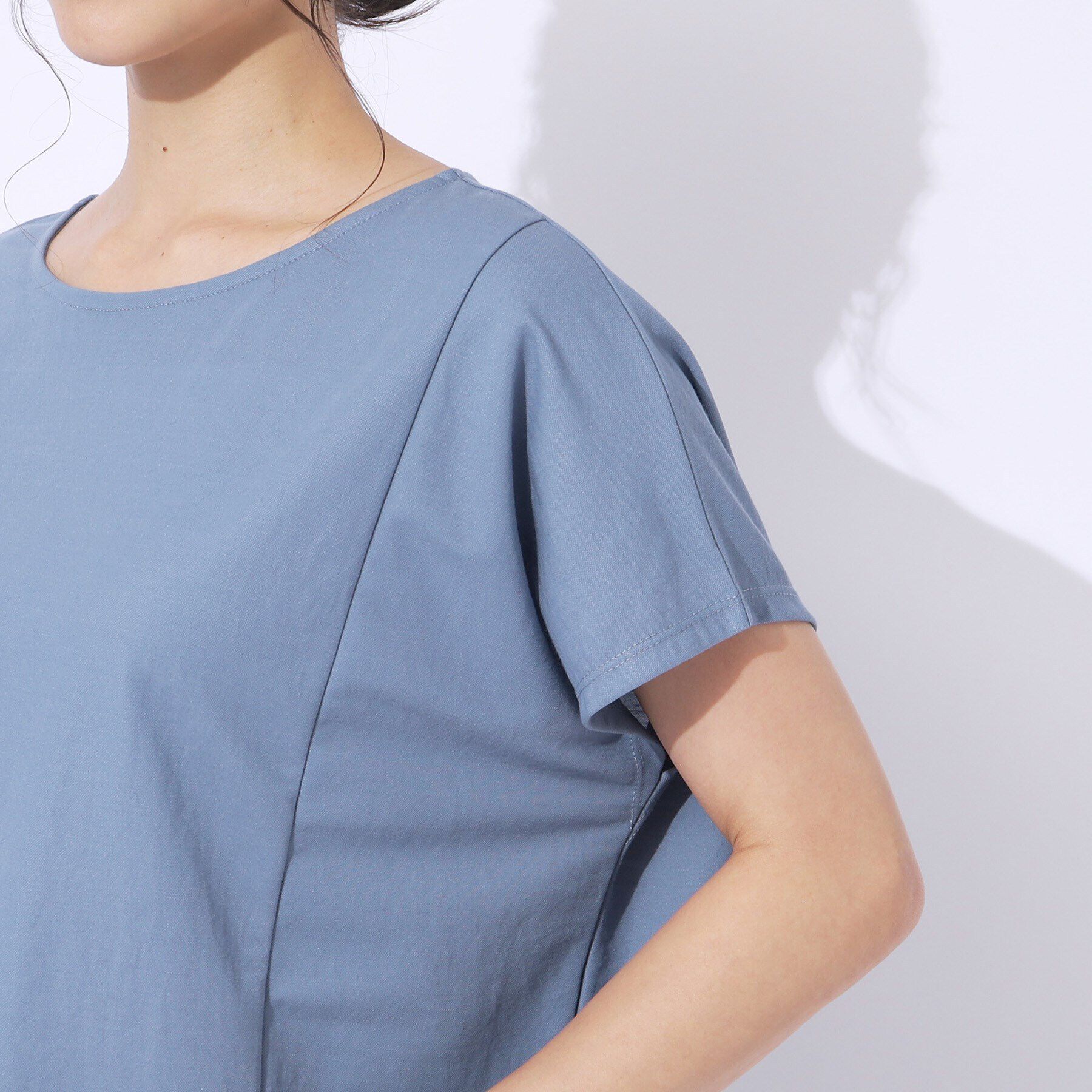 SHOO･LA･RUE「【洗える/体型カバー】上品カジュアル 切替カノコトップス」|Tシャツ・カットソー|