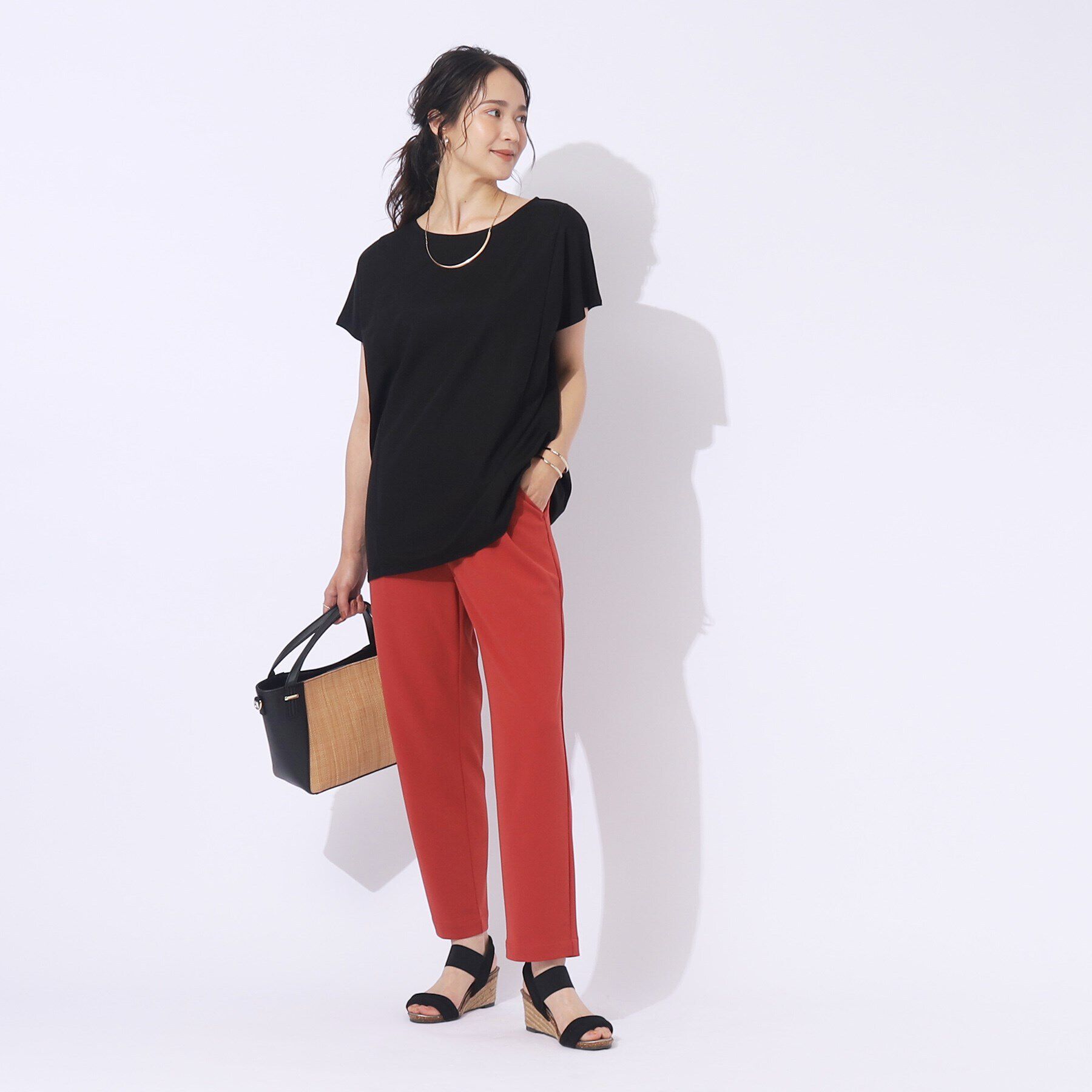 SHOO･LA･RUE「【洗える/体型カバー】上品カジュアル 切替カノコトップス」|Tシャツ・カットソー|