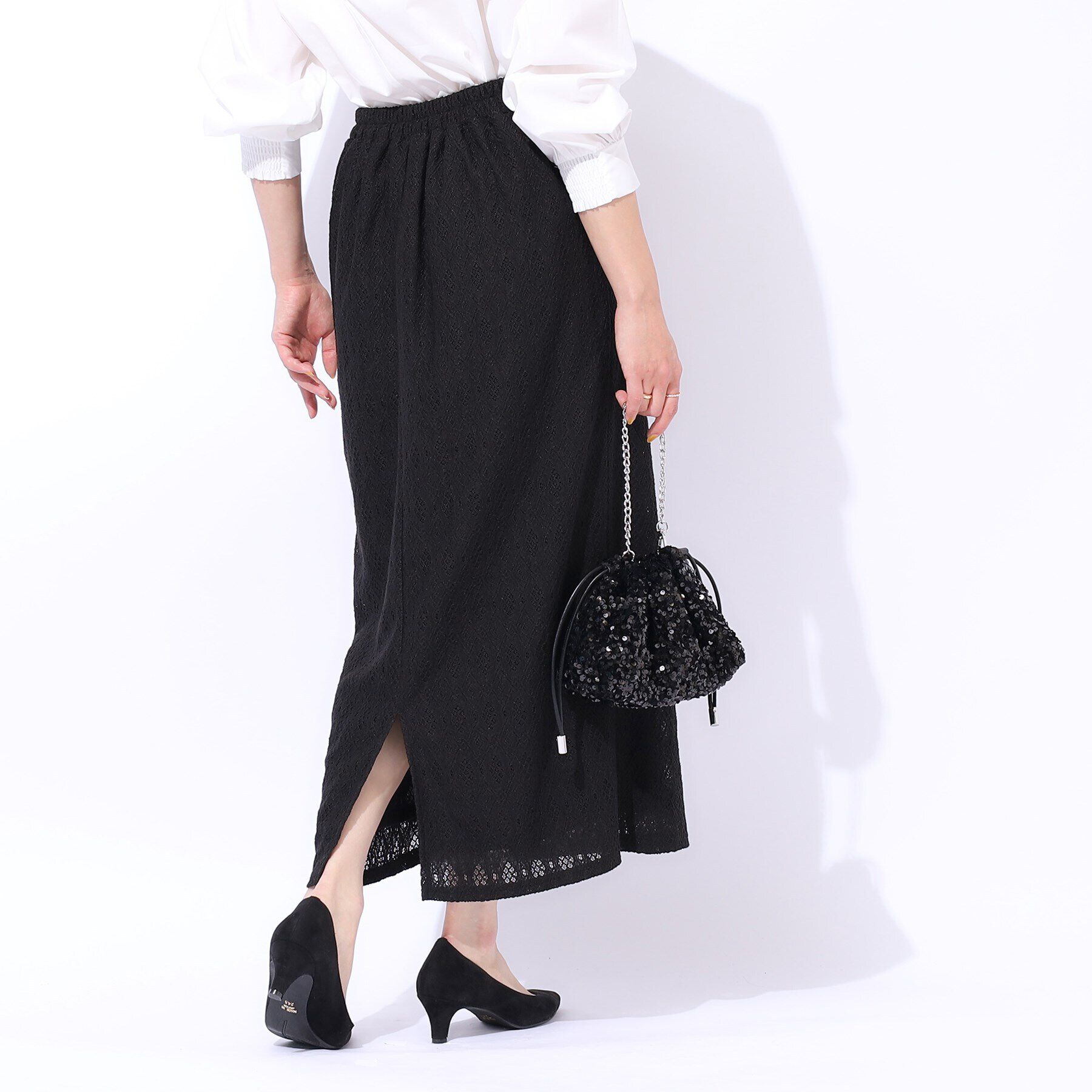 SHOO･LA･RUE「きれいめにもカジュアルにも レースナロースカート」|スカート|