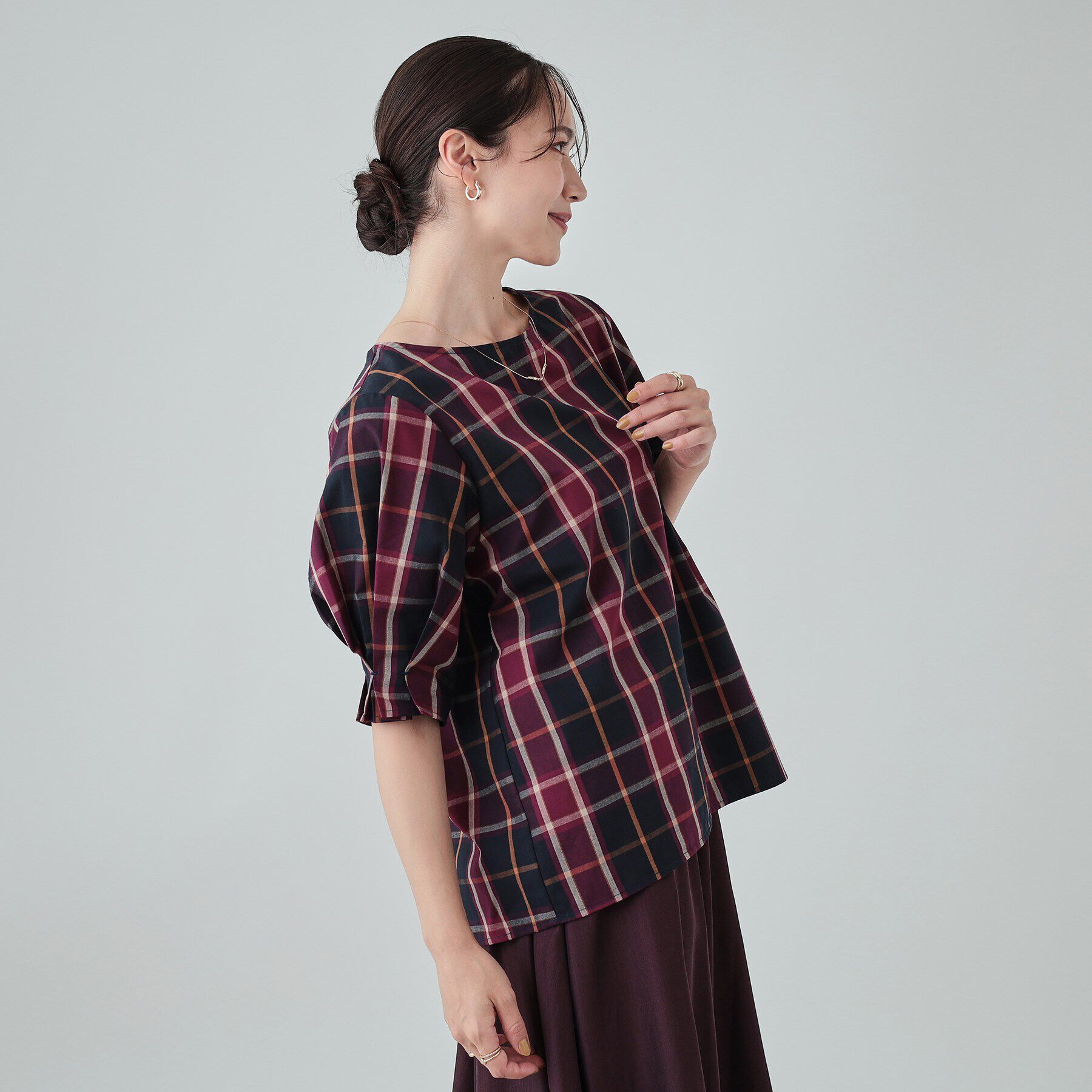 SHOO･LA･RUE「【洗える/イージーケア】腕周りがキレイに見える 5分袖ブラウス」|シャツ・ブラウス|