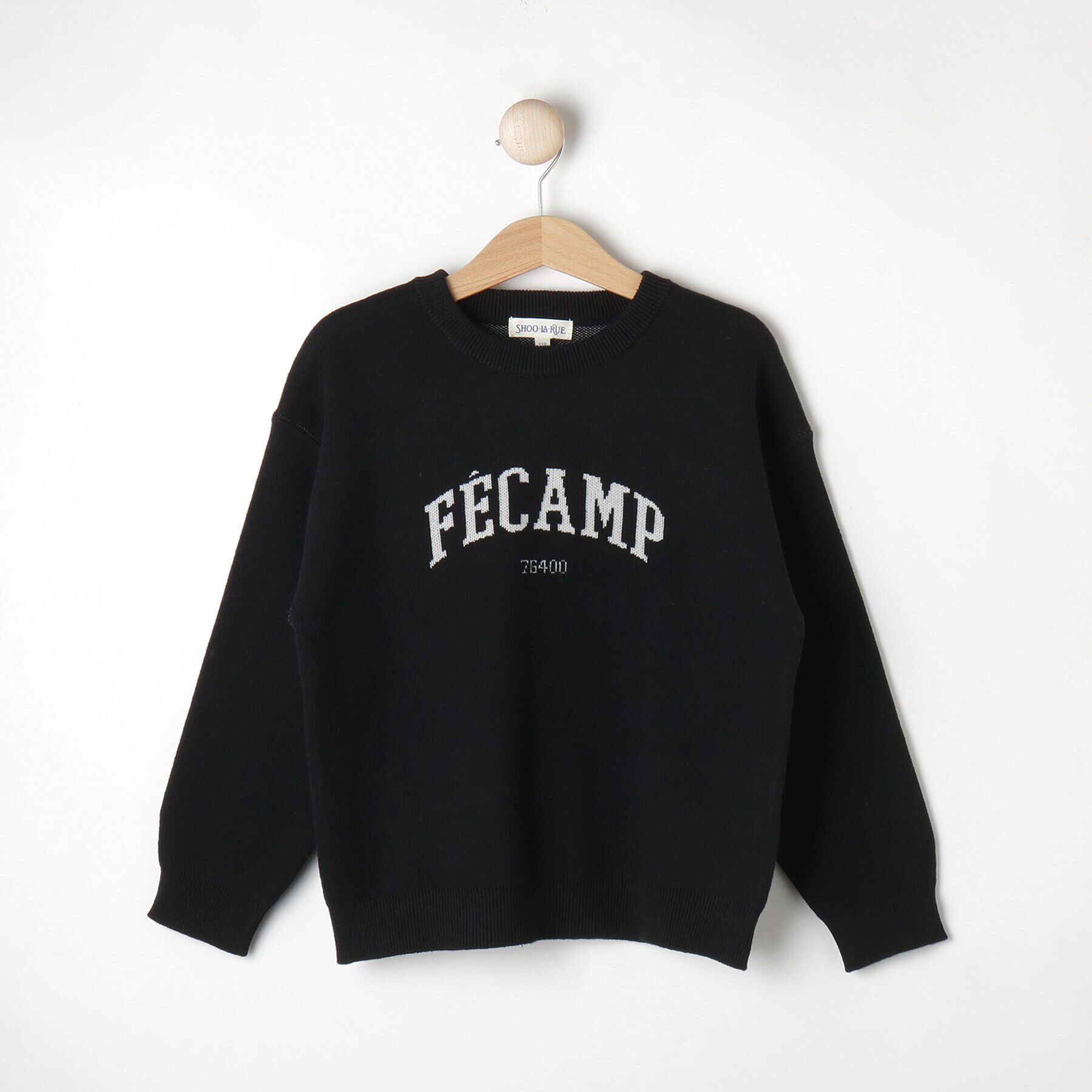 SHOO･LA･RUE「【110-140cm/男女兼用】スウェットライクロゴニット」|ニット・セーター|ブラック(019)