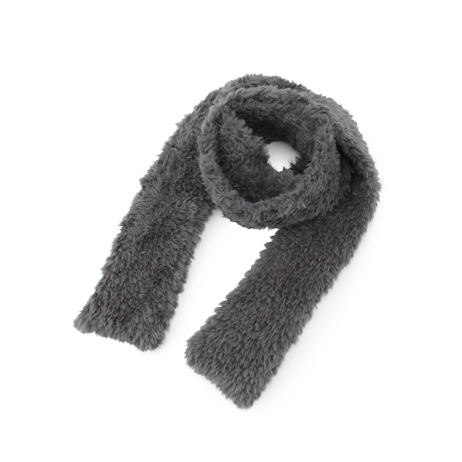 SHOO･LA･RUE「ファーヤーンロングマフラー」|ストール|チャコールグレー(0