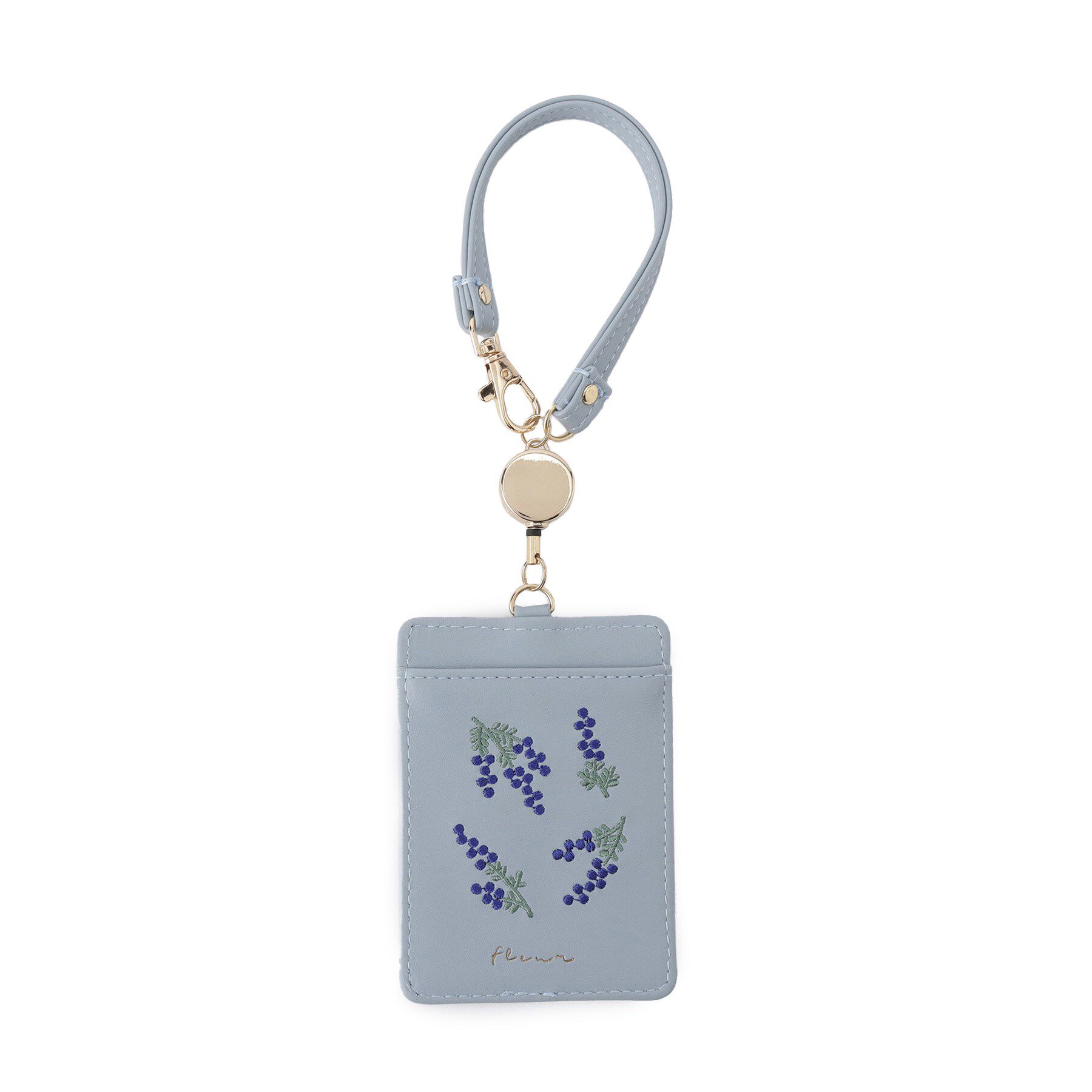 SHOO･LA･RUE「フラワー刺繍両面パスケース」|その他|サックスブルー(09