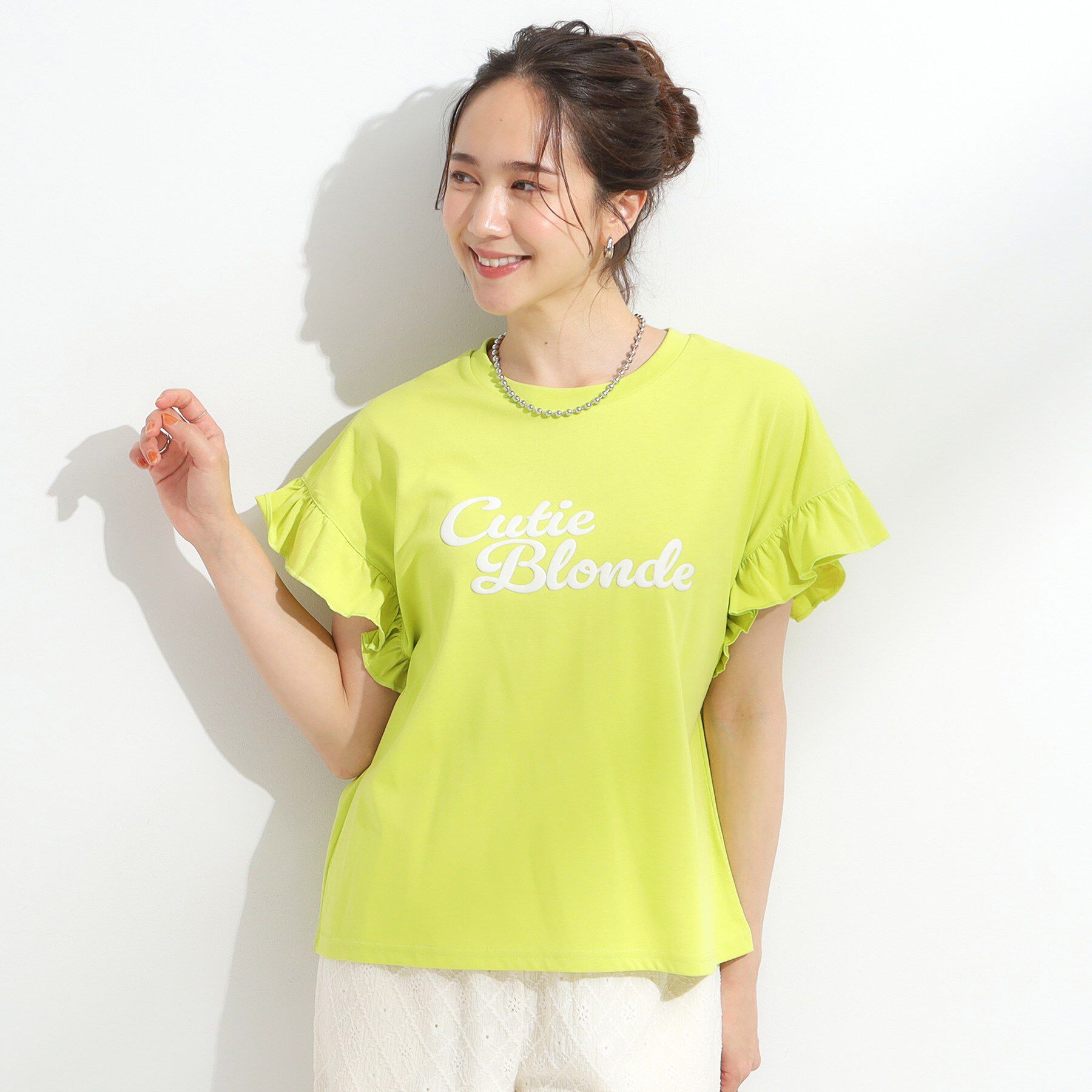 SHOO･LA･RUE「【S-LL/汗ジミ軽減/ひんやり/UVカット】フリルTシャツ」|Tシャツ・カットソー|