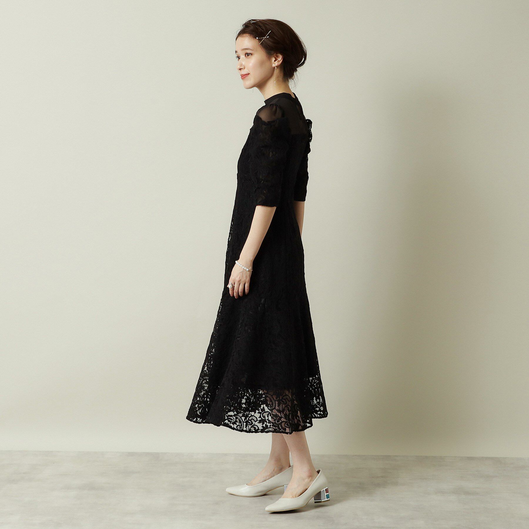 ITS&rsquo;DEMO「【結婚式・パーティに】レース&times;ラメシアーワンピース＜ドレスコレクション＞」|ワンピース|