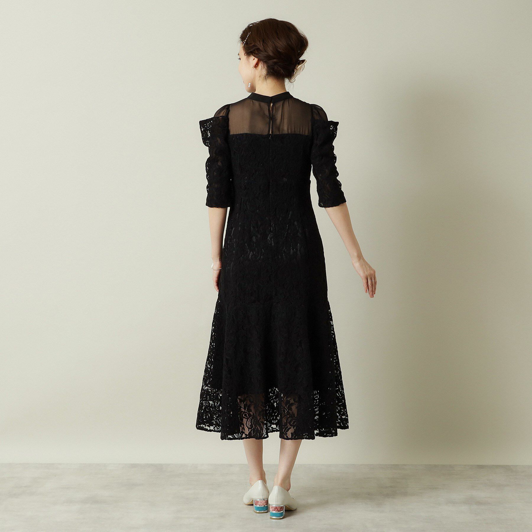 ITS&rsquo;DEMO「【結婚式・パーティに】レース&times;ラメシアーワンピース＜ドレスコレクション＞」|ワンピース|