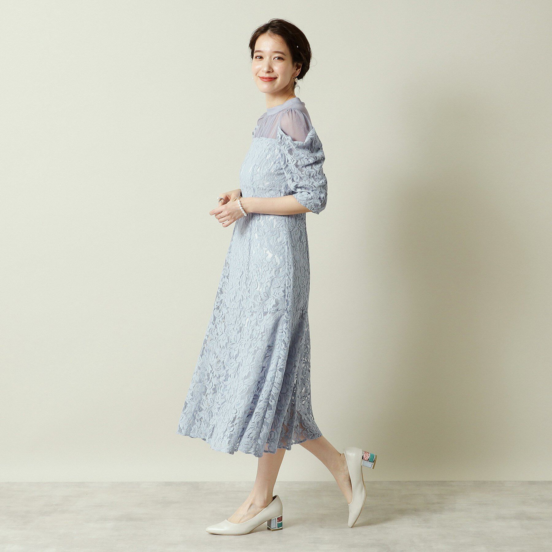 ITS&rsquo;DEMO「【結婚式・パーティに】レース&times;ラメシアーワンピース＜ドレスコレクション＞」|ワンピース|