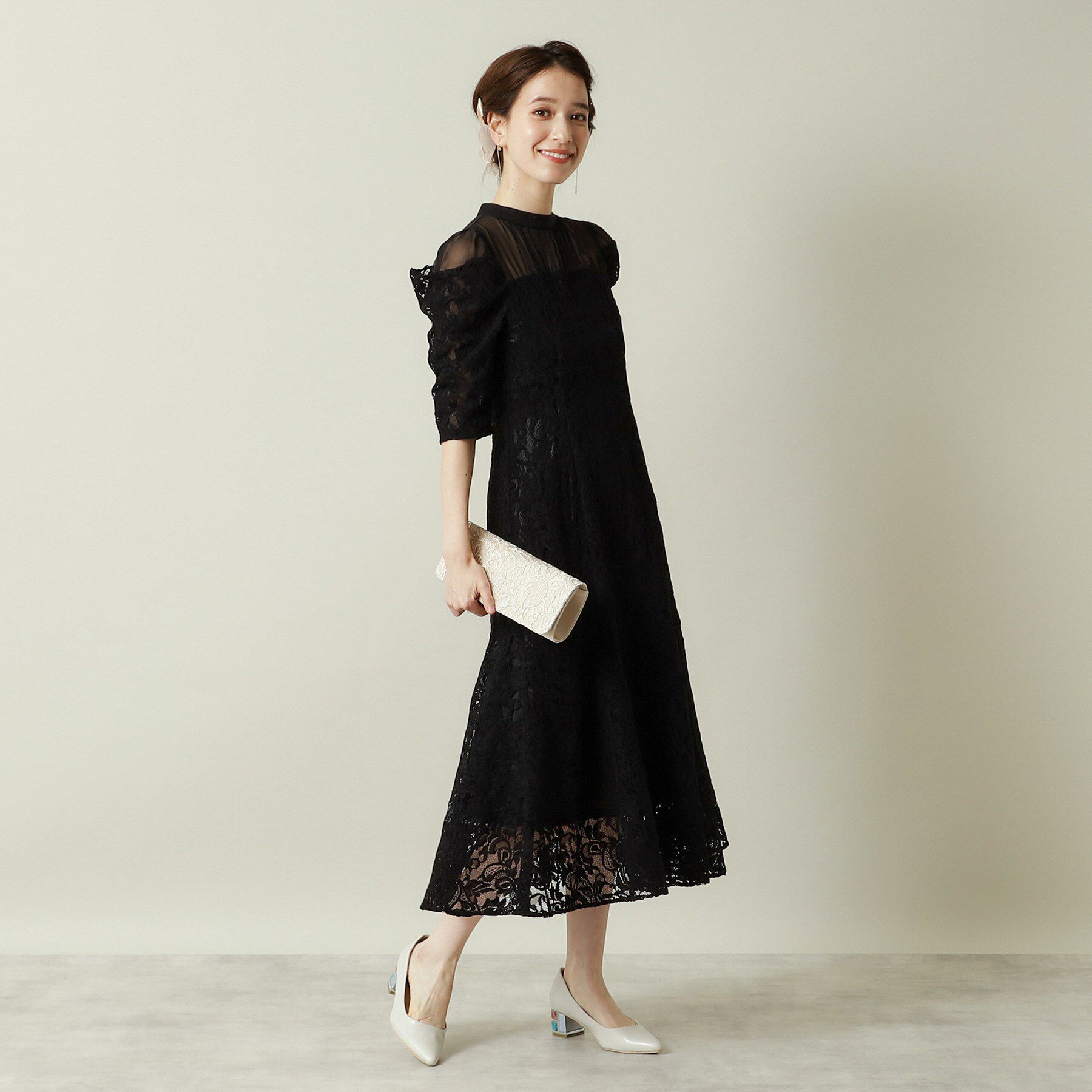 ITS&rsquo;DEMO「【結婚式・パーティに】レース&times;ラメシアーワンピース＜ドレスコレクション＞」|ワンピース|