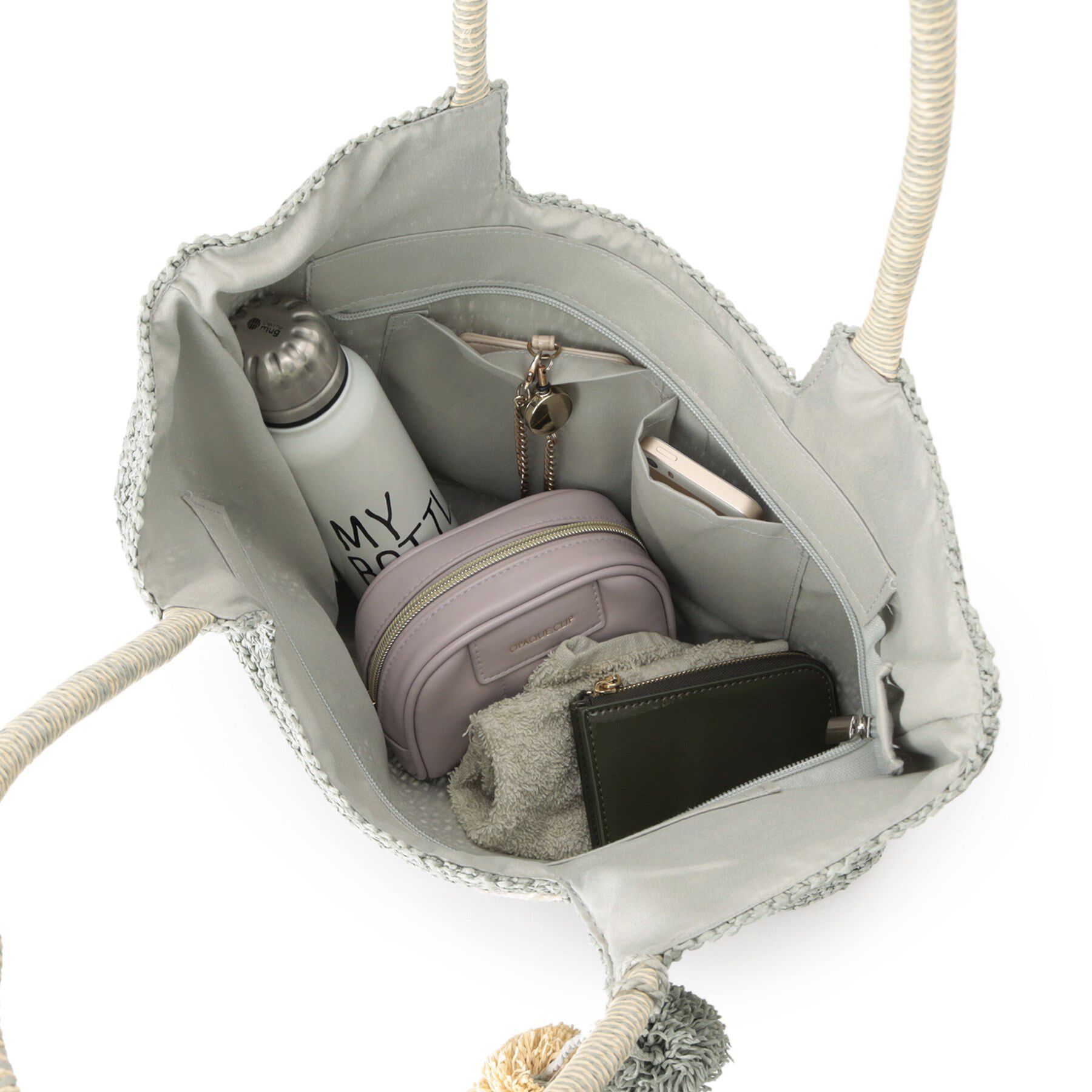 ITS&rsquo;DEMO「チャーム付ロゴ刺繍雑材トート」|トートバッグ|