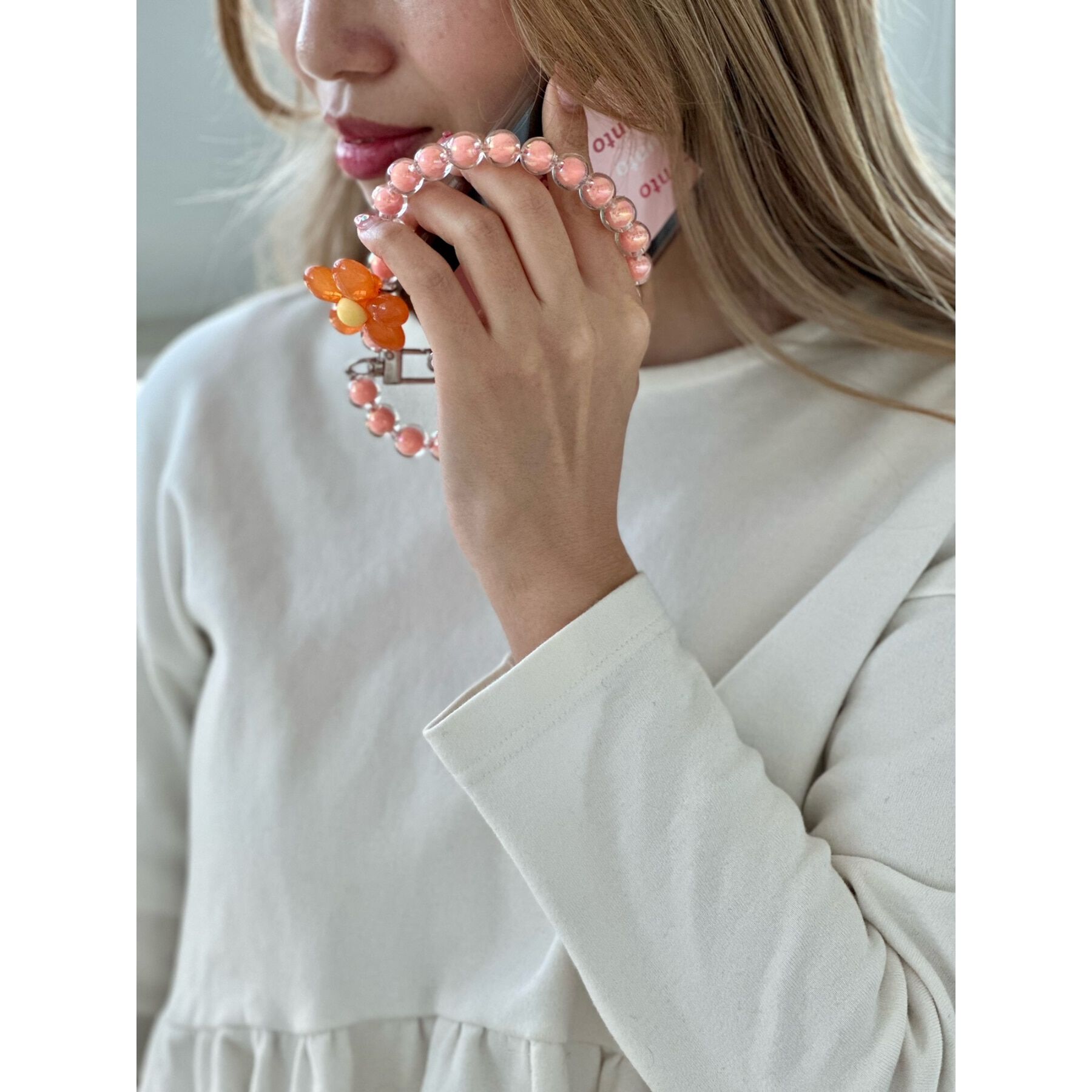 Grandedge「フラワービーズスマホブレス」|ストラップ|