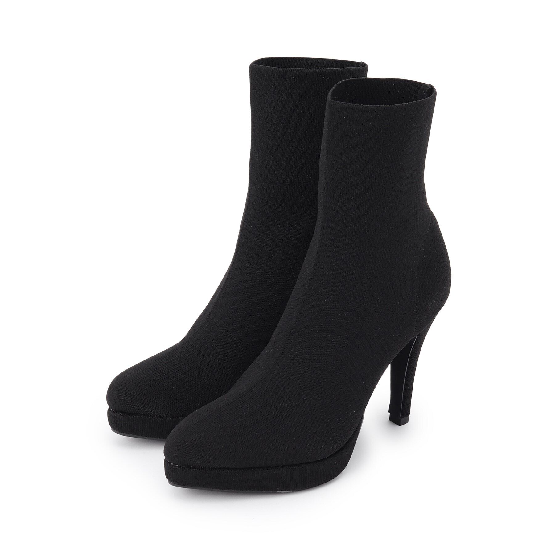 ESPERANZA「アーモンドトゥニットショートブーツ」|ショートブーツ|ﾌﾞﾗｯｸ(319)