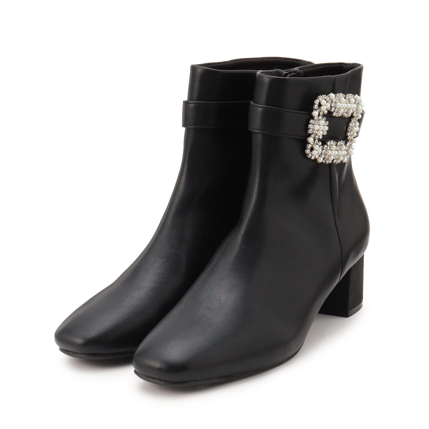 ESPERANZA「ラメヒールビジューショートブーツ」|ショートブーツ|ﾌﾞﾗｯｸ(019)