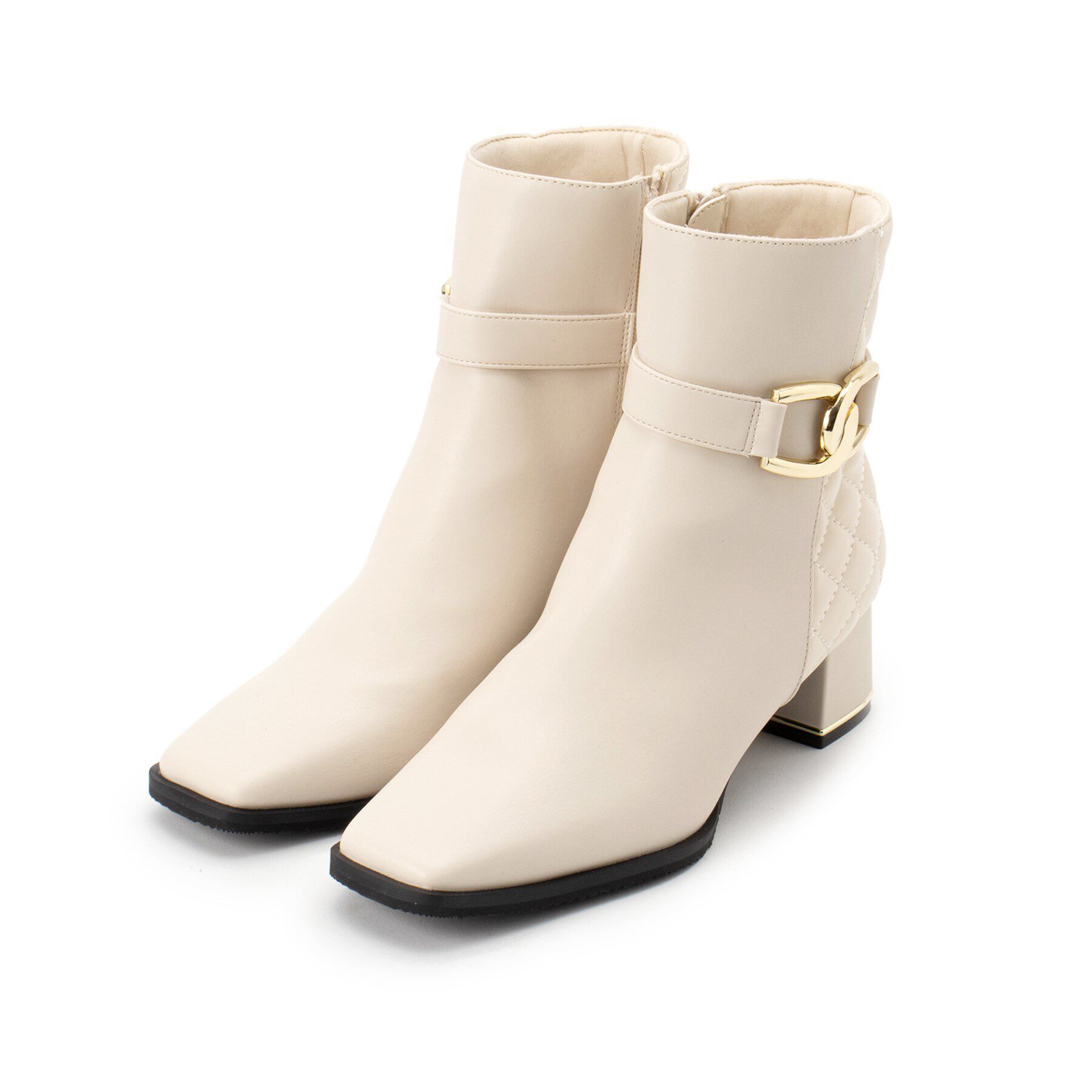 ESPERANZA「キルティングベルトミドルヒールショートブーツ」|ショートブーツ|ｱｲﾎﾞﾘｰ(004)