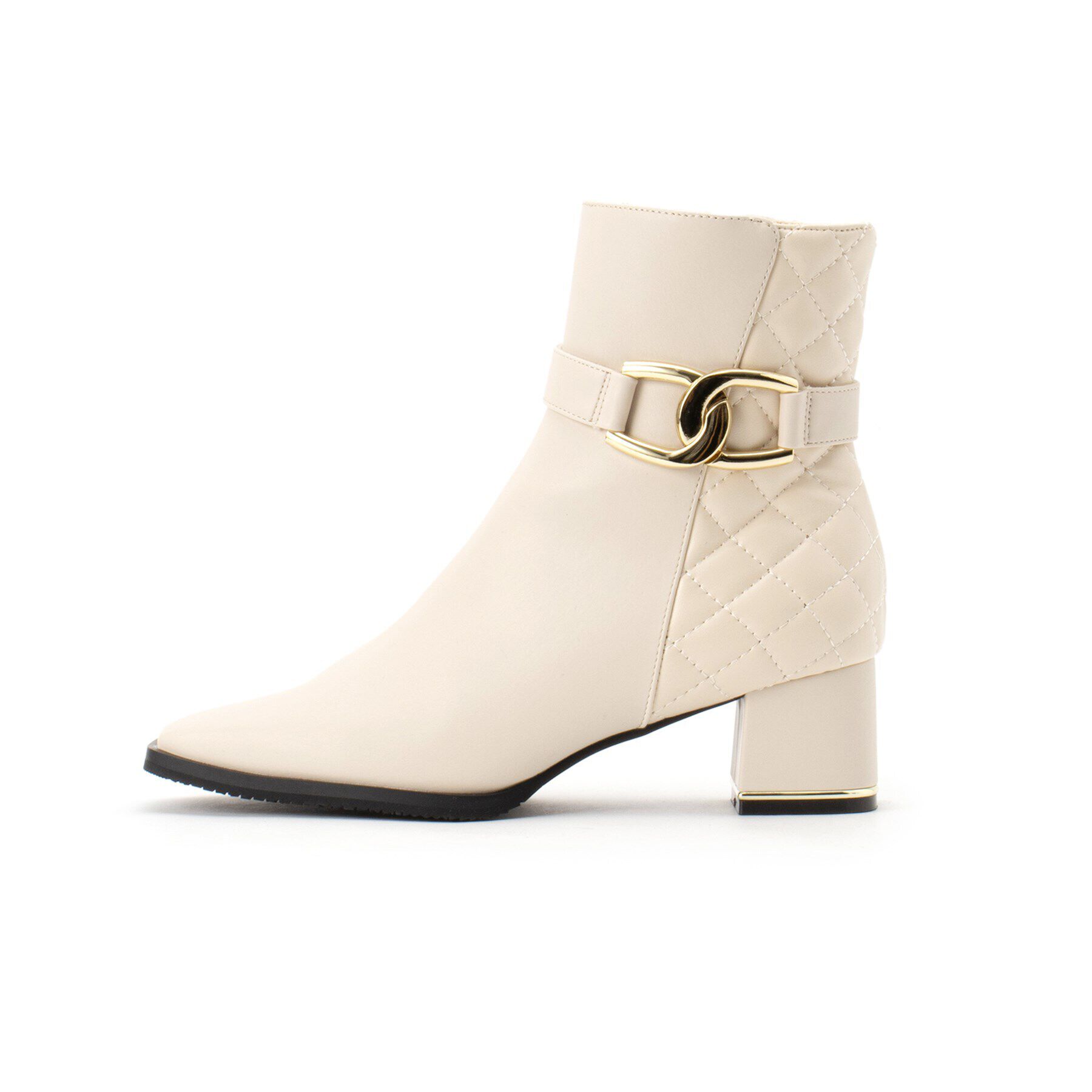 ESPERANZA「キルティングベルトミドルヒールショートブーツ」|ショートブーツ|