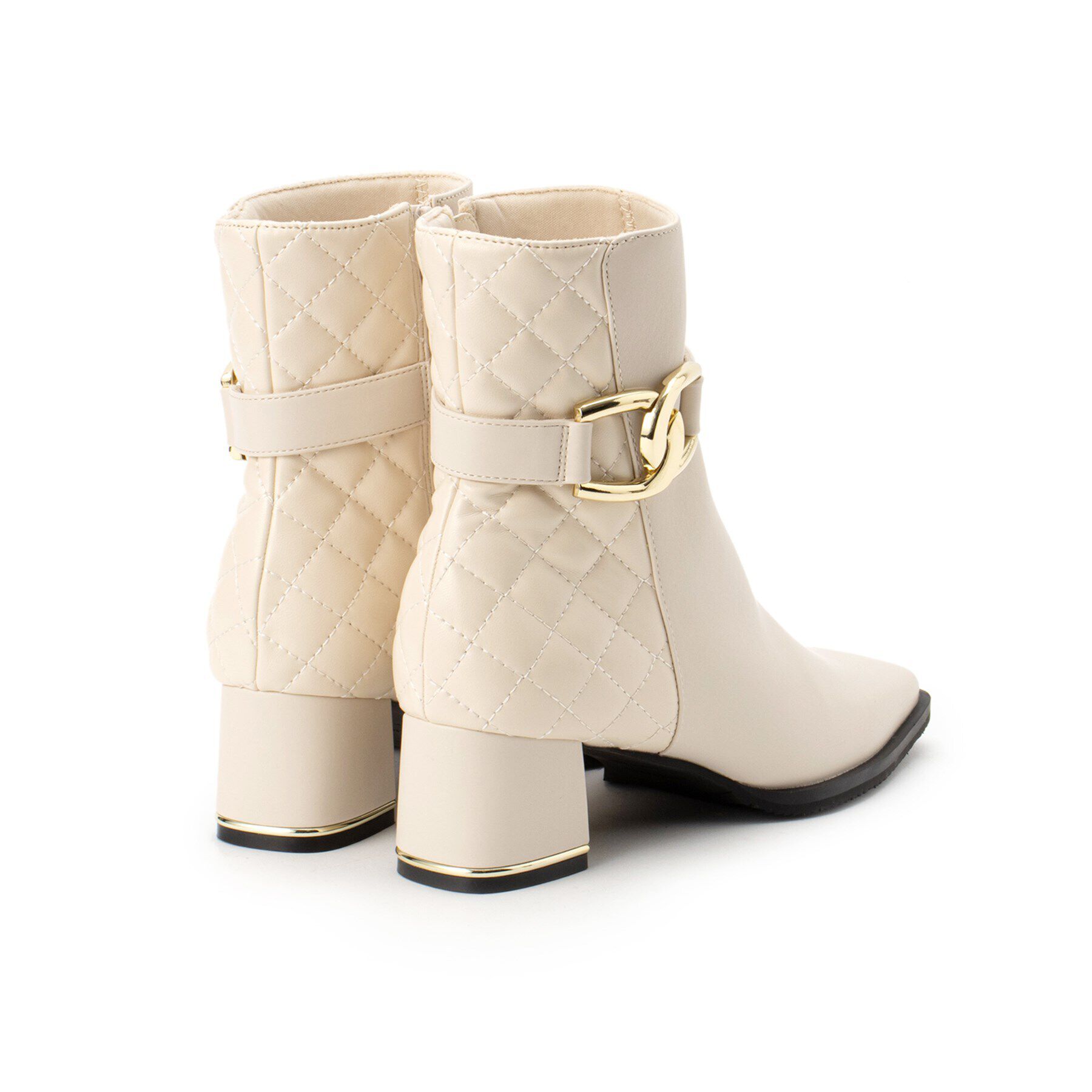 ESPERANZA「キルティングベルトミドルヒールショートブーツ」|ショートブーツ|