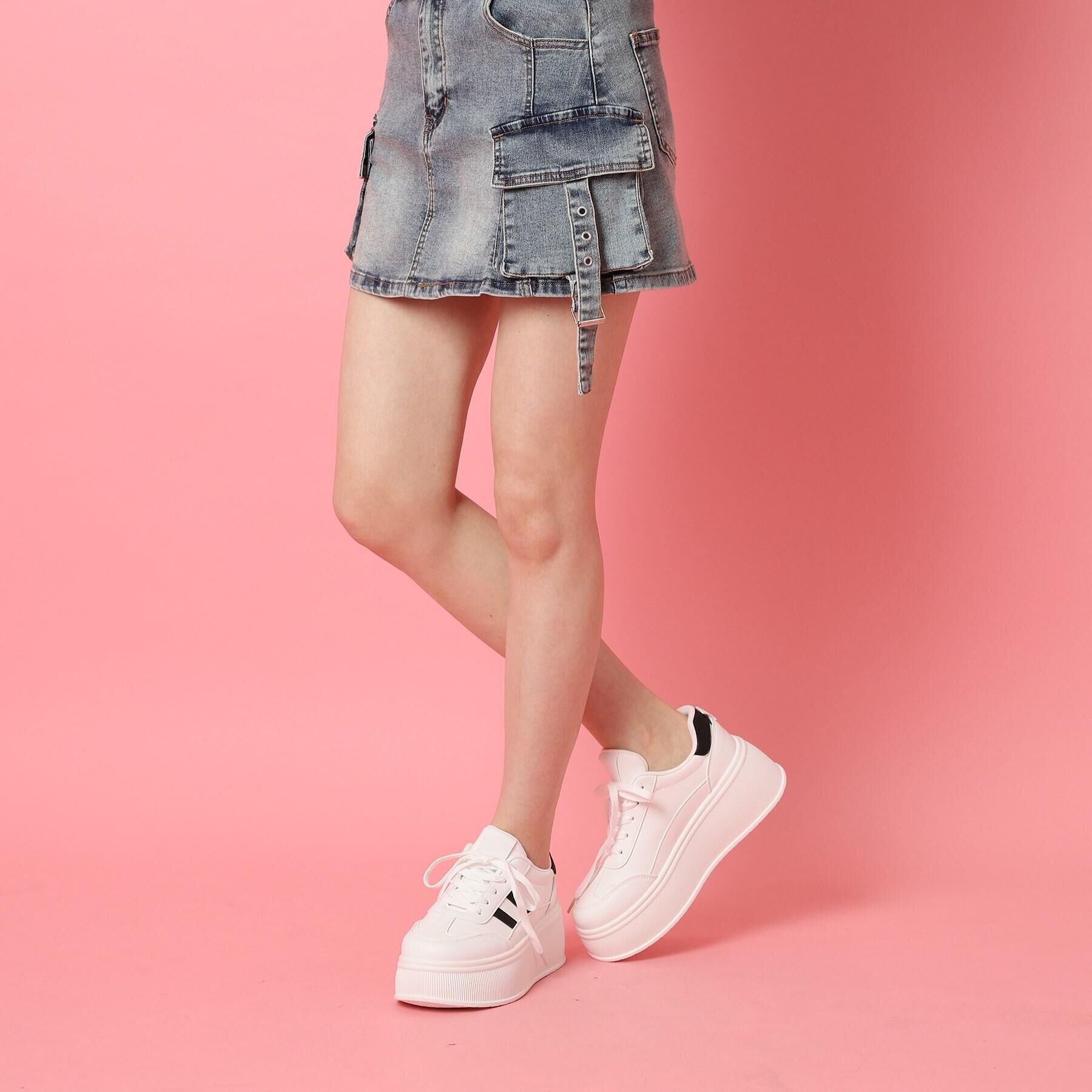 csT&P「厚底ラインデザインスニーカー」|スニーカー|ホワイト(001)