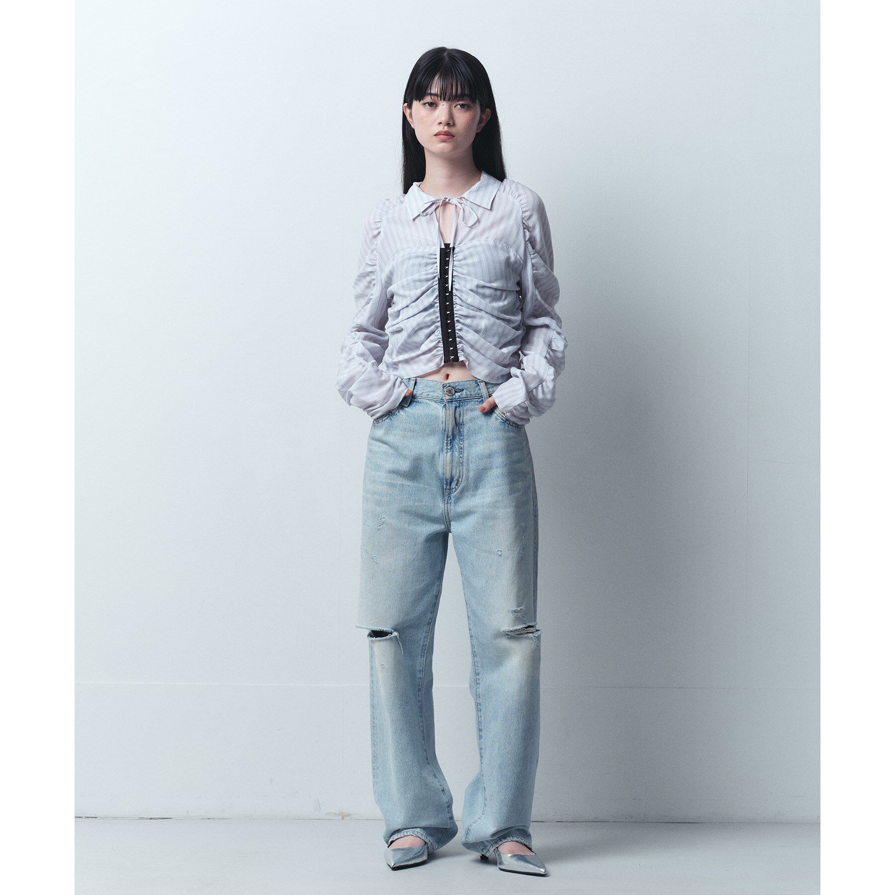 CODE A「Lyocell stripe blouse」|シャツ・ブラウス|