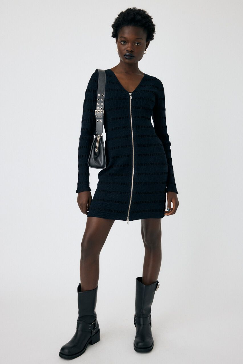 MOUSSY「OPEN STITCH KNIT MINI ドレス」|ワンピース|NVY