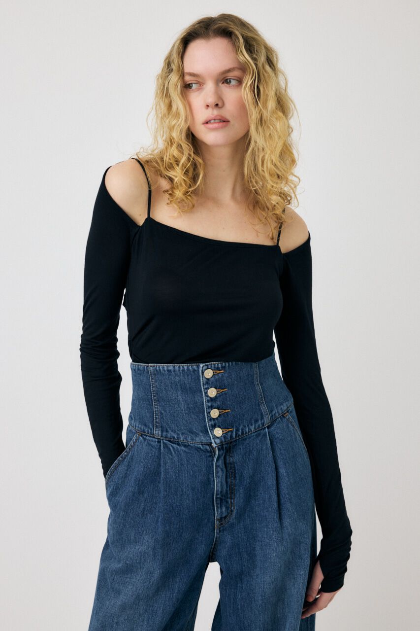MOUSSY「SQUARE NECK GATHER トップス」|Tシャツ・カットソー|