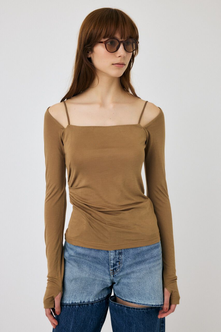 MOUSSY「SQUARE NECK GATHER トップス」|Tシャツ・カットソー|