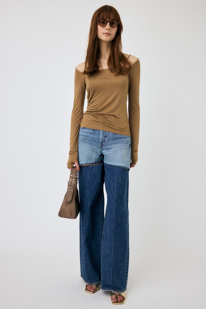 MOUSSY「SQUARE NECK GATHER トップス」|Tシャツ・カットソー|