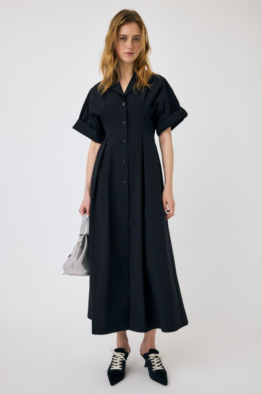 MOUSSY「OPEN COLLAR SAFARI ドレス」|ワンピース|BLK