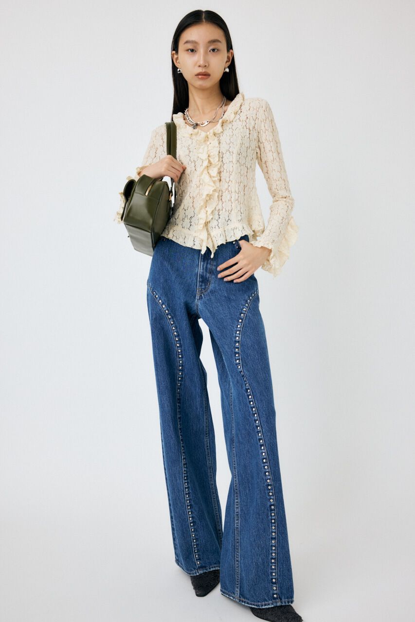 MOUSSY「CUT LACE RUFFLE ブラウス」|Tシャツ・カットソー|