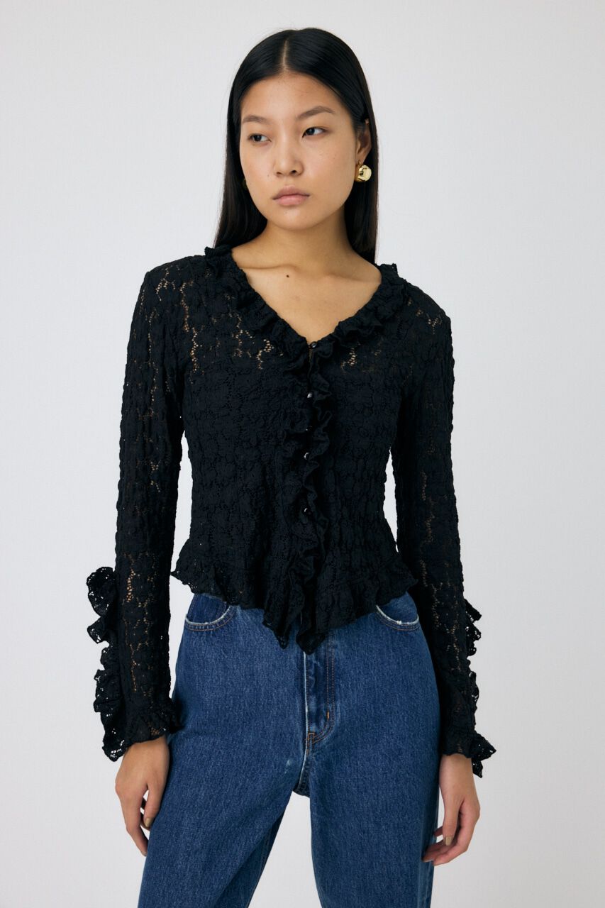 MOUSSY「CUT LACE RUFFLE ブラウス」|Tシャツ・カットソー|
