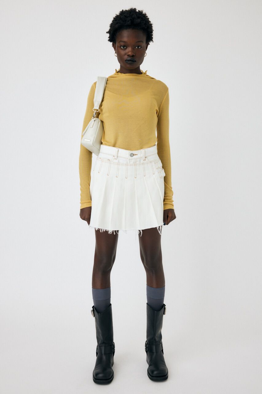 MOUSSY「PLEATS LAYERED ショーツ」|デニム|WHT