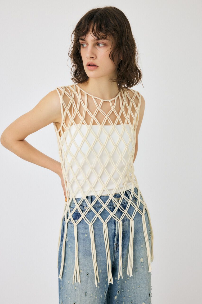 MOUSSY「MACRAME トップス」|タンクトップ|O/WHT1