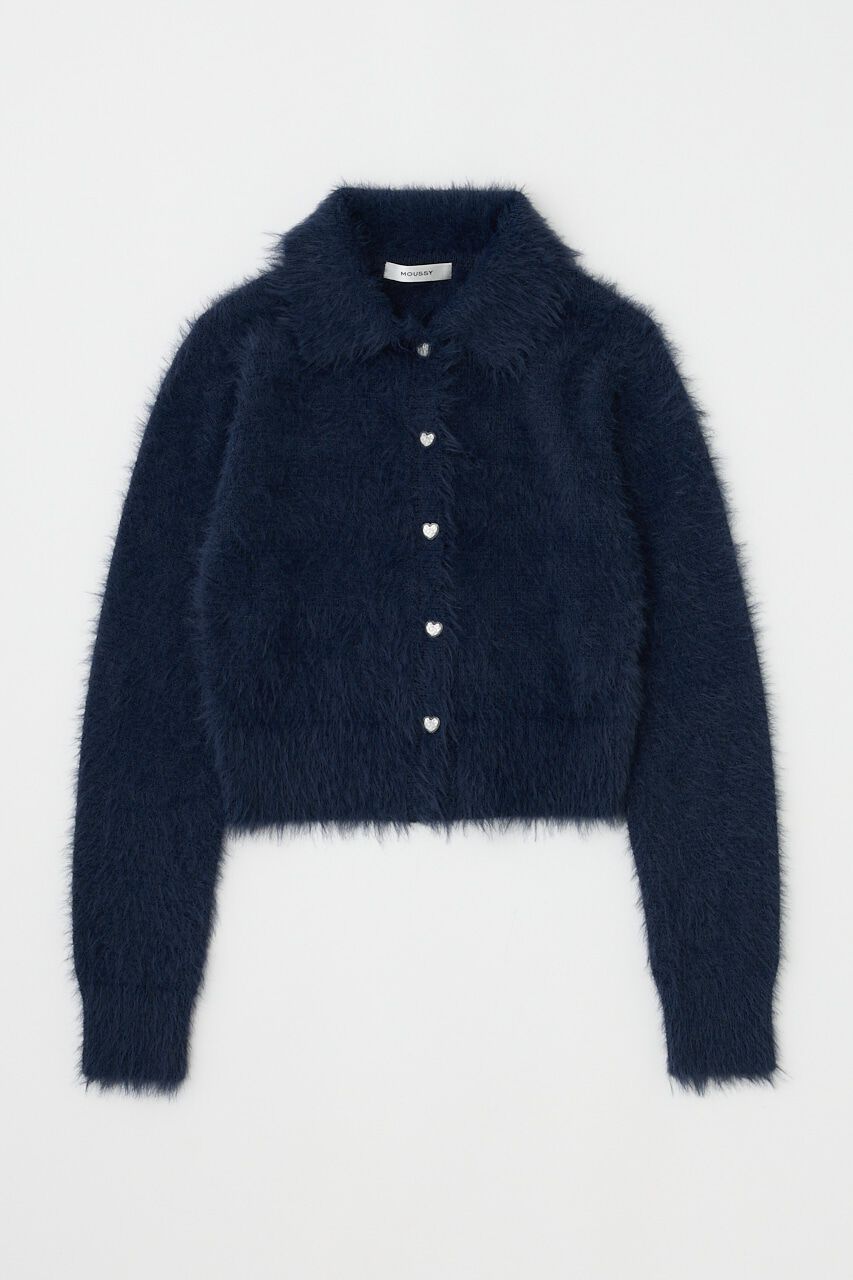 MOUSSY「HEART BUTTON フェザーカーディガン」|カーディガン|