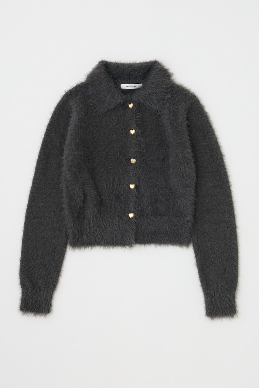 MOUSSY「HEART BUTTON フェザーカーディガン」|カーディガン|