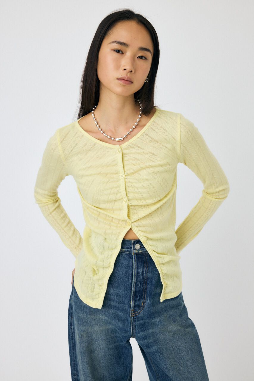 MOUSSY「POINTELLE GATHER カーディガン」|Tシャツ・カットソー|