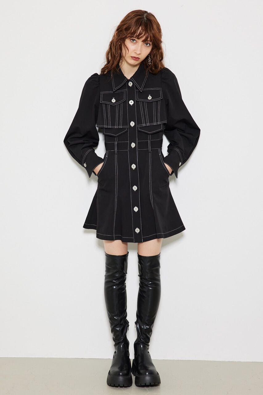 rienda「クロップドレイヤードマーメイドOPS」|ワンピース|BLK