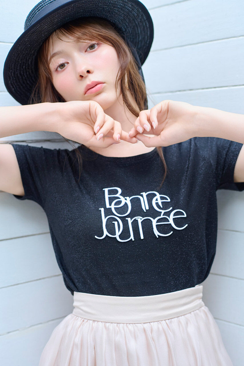 rienda「メタリックロゴT-SH」|Tシャツ・カットソー|BLK