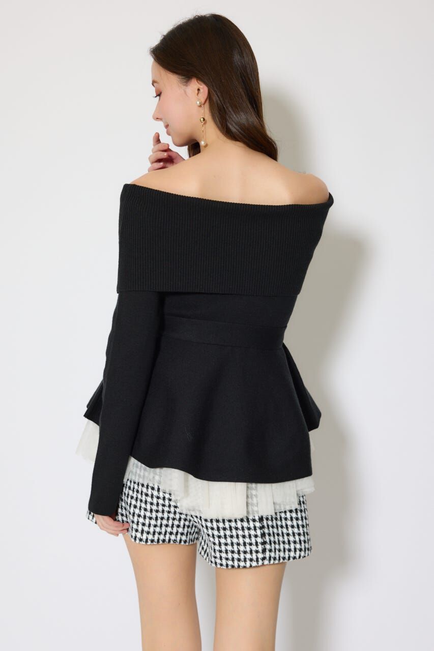 rienda「チュールレイヤードペプラムニットトップス」|ニット・セーター|