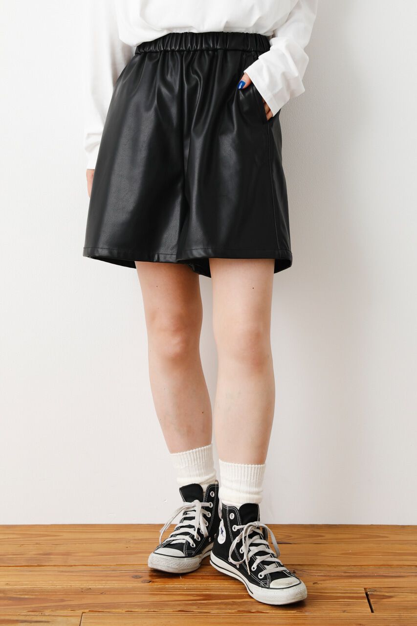 RODEO CROWNS「フェイクレザーキュロット」|その他|BLK