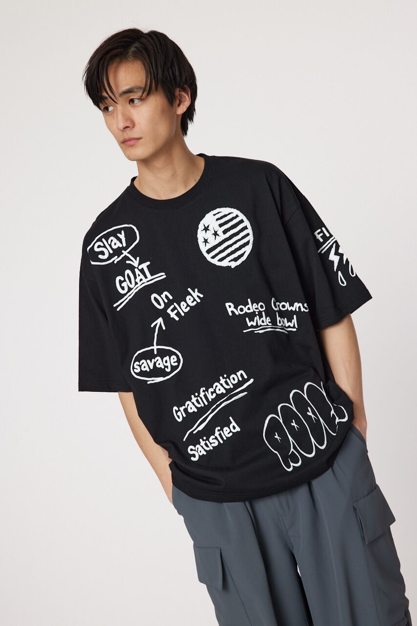 RODEO CROWNS「ラクガキハッポウ Tシャツ」|Tシャツ・カットソー|BLK
