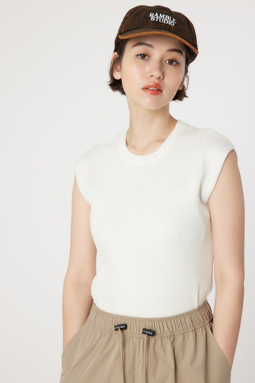 RODEO CROWNS「BASIC ノースリーブ ニット トップス」|タンクトップ|O/WHT1